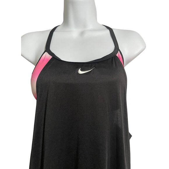 Nike Womens Racerback Tank Top With Attached Sports Bra Size XS Black Pink - Picture 4 of 8